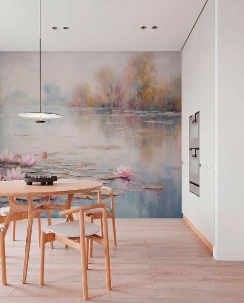 Fototapety Impresionistické jezero s lekníny a jemným světlem, Tapety Unikátní, w05515 : uwalls.cz