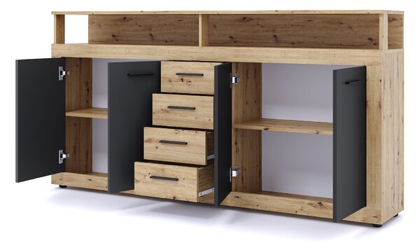 Vivaldi Komoda Luna 190 cm dub Artisan/černá