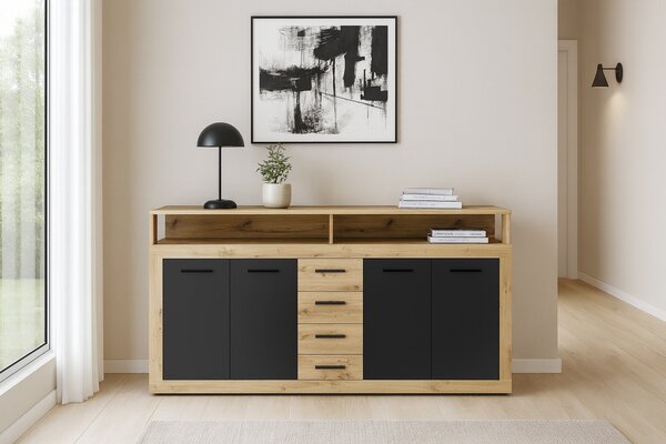Vivaldi Komoda Luna 190 cm dub Artisan/černá