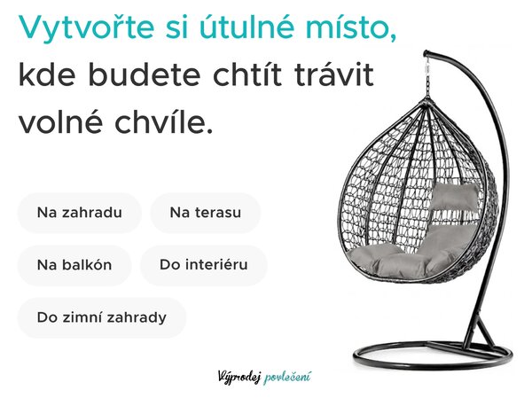 Hnědé závěsné křeslo KOKON se stojanem