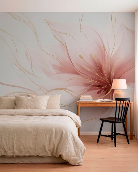Fototapety Abstraktní růžový květ s plynulými liniemi ve stylu Fluid Art, Fototapety abstraktní, w05428v1 : uwalls.cz