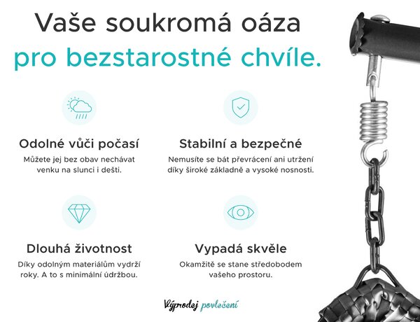 Hnědé závěsné křeslo KOKON se stojanem