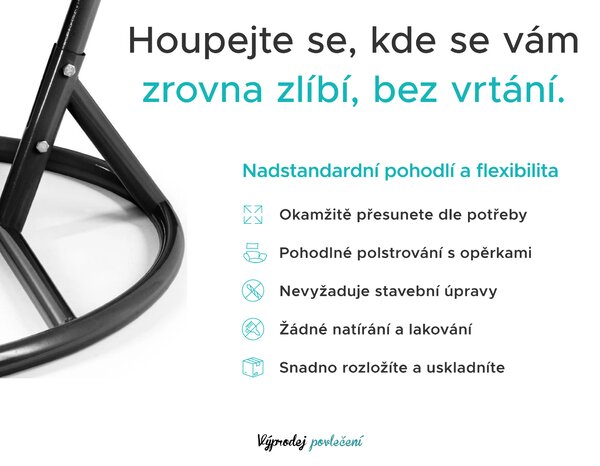 Hnědé závěsné křeslo KOKON se stojanem