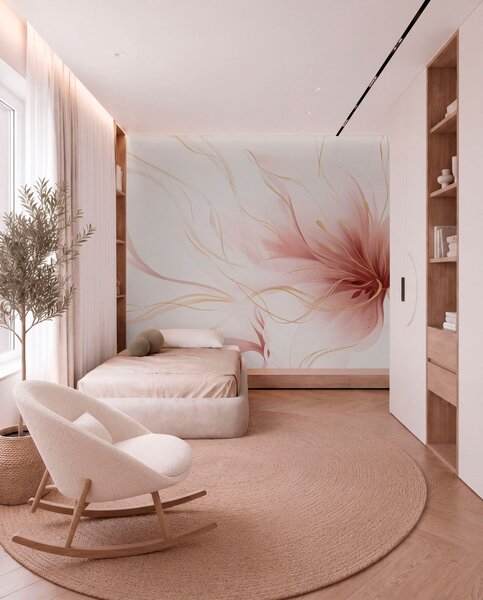 Fototapety Abstraktní růžový květ s plynulými liniemi ve stylu Fluid Art, Fototapety abstraktní, w05428v1 : uwalls.cz