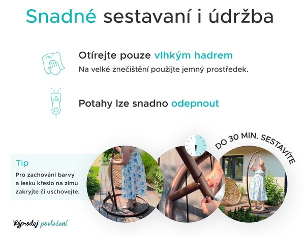 Hnědé závěsné křeslo KOKON se stojanem