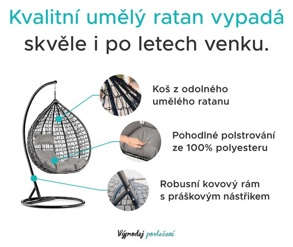 Hnědé závěsné křeslo KOKON se stojanem