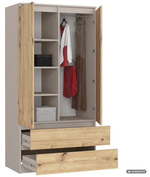 Ak furniture Šatní skříň Star 90 cm kašmír/dub artisan