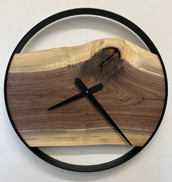 Dřevěné hodiny průměr 50 cm - ořech černý