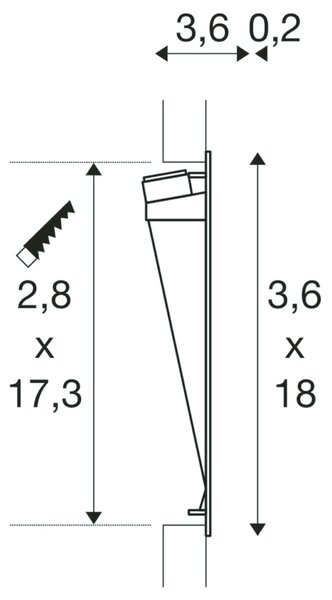 BIG WHITE SLV NOTAPO II Indoor, nástěnné vestavné LED svítidlo, 3000K, bílé 1002980