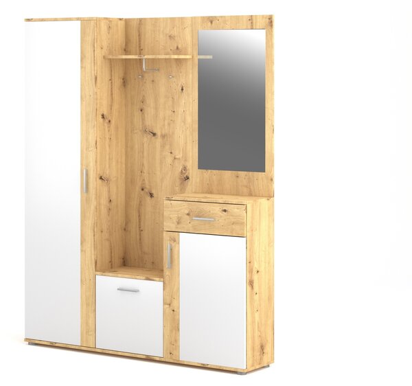 Vivaldi Předsíňová stěna Trio se zrcadlem 145 cm dub Artisan/bílá