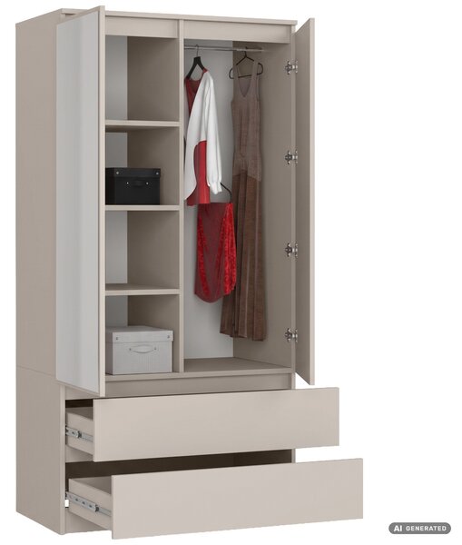 Ak furniture Šatní skříň Star se zrcadlem 90 cm kašmírová