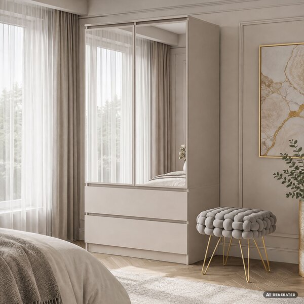 Ak furniture Šatní skříň Star se zrcadlem 90 cm kašmírová