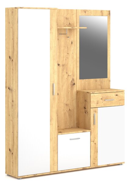 Vivaldi Předsíňová stěna Trio se zrcadlem 145 cm dub Artisan/bílá