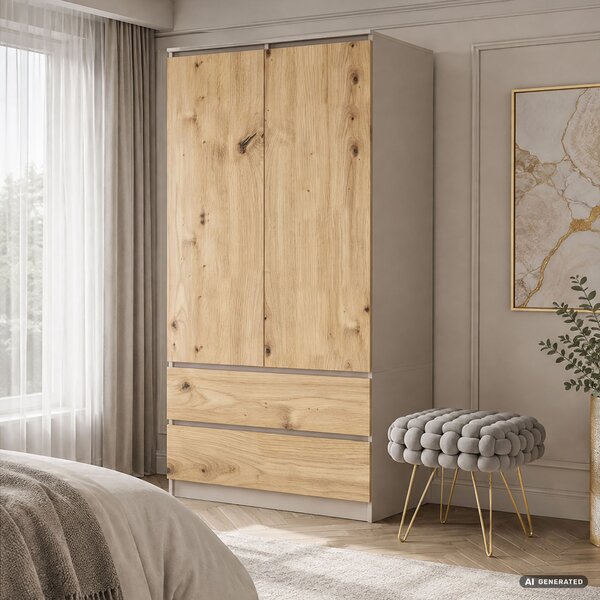 Ak furniture Šatní skříň Star 90 cm kašmír/dub artisan