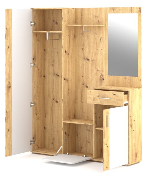 Vivaldi Předsíňová stěna Trio se zrcadlem 145 cm dub Artisan/bílá