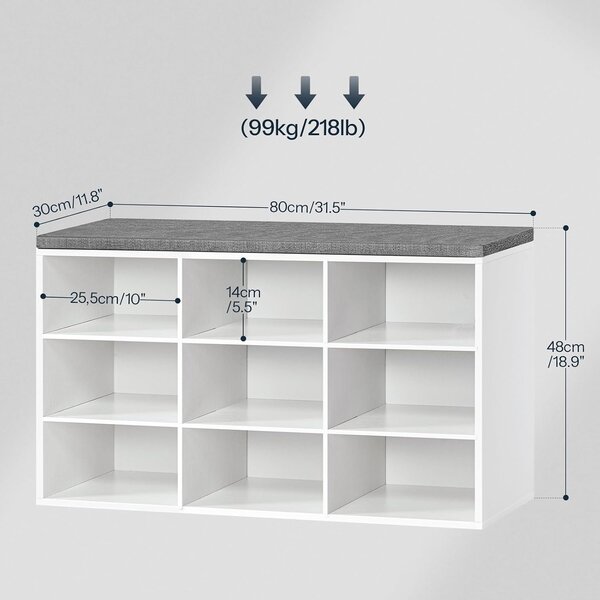Botník Vasagle Endersen 80 cm bílý/šedý