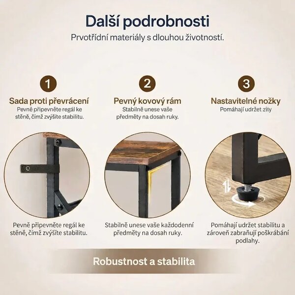 Botník Vasagle Tres 75 cm černý/hnědý