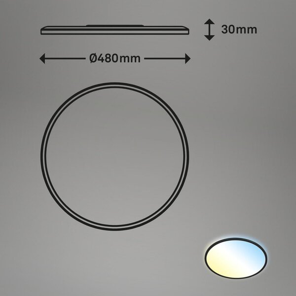 Briloner Smart LED panel/stropní svítidlo CCT slim ⌀ 29,3cm, 2700-6500K Barva: Černá