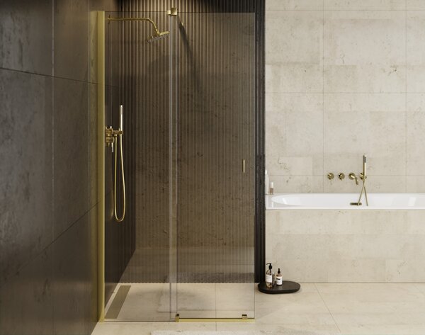 Besco Sprchový kout Walk-In VAYO GOLD 90 (100, 110, 120, 130, 140), výška 200 cm - bez vaničky Rozměry (cm): šířka: 90