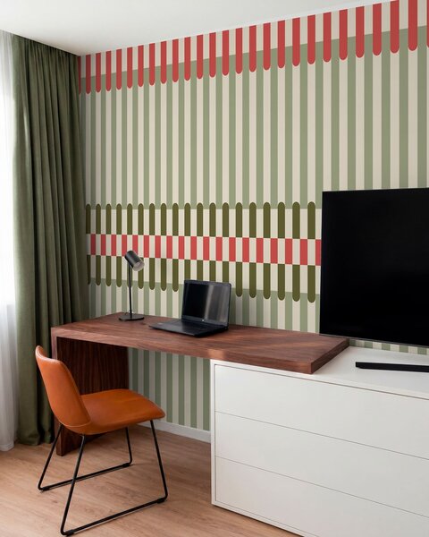 Fototapety Pruhovaný vzor v odstínech zelené a korálové, Fototapety geometrie, w05150v4 : uwalls.cz