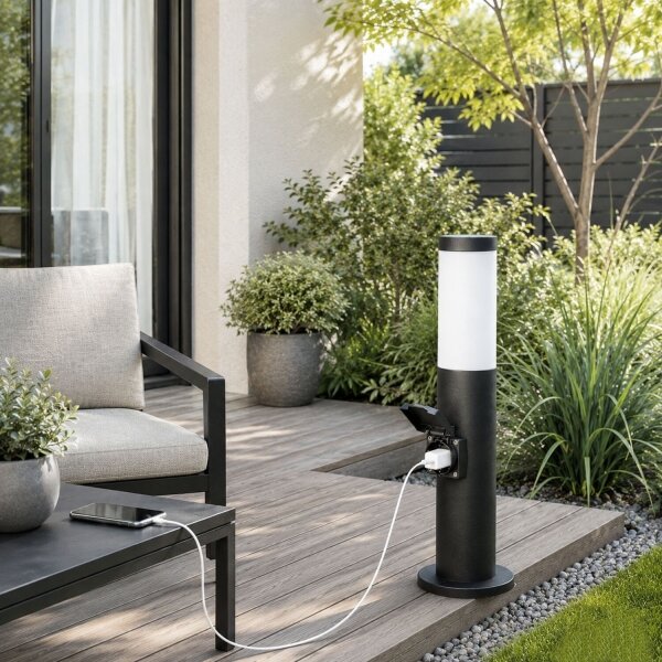 Rabalux 77194 - Venkovní lampa se zásuvkou BLACK TORCH 1xE27/25W/230V IP44