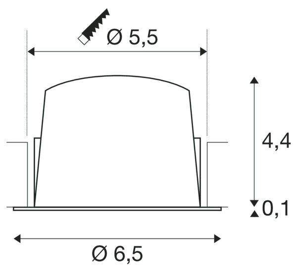 BIG WHITE SLV NUMINOS XS Stropní vestavné svítidlo, 4000 K, 55°, IP20, kulaté, bílé 1009323