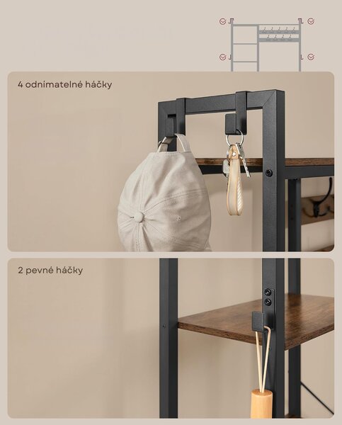 SONGMICS Předsíňový věšák VASAGLE LUDGE černý/vintage hnědý