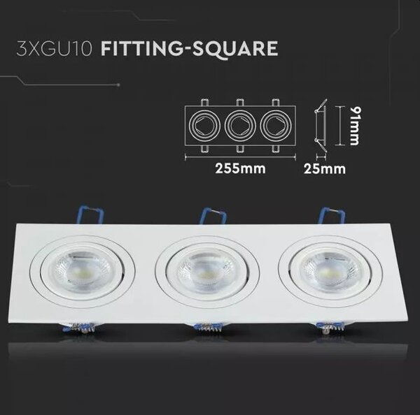 LED Solution Trojitý bílý podhledový rámeček hranatý výklopný 3609