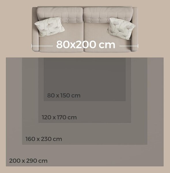 SONGMICS Protiskluzový koberec DARVIN 200 x 290 cm světle šedý