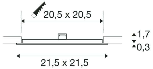 BIG WHITE SLV SENSER 24 DL vnitřní LED stropní zápustné svítidlo hranaté bílé, 4000 K 1004699