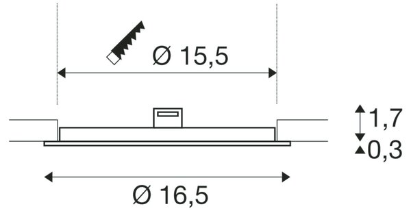 BIG WHITE SLV SENSER 18 Indoor, stropní vestavné LED svítidlo kruhové, bílé, 3000K 1003009