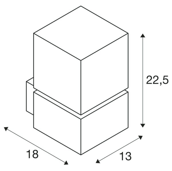 BIG WHITE SLV SQUARE WL, venkovní nástěnné svítidlo, TC-(D,H,T,Q)SE, IP44, hranaté, nerezová ocel 304, max. 20W 1000336