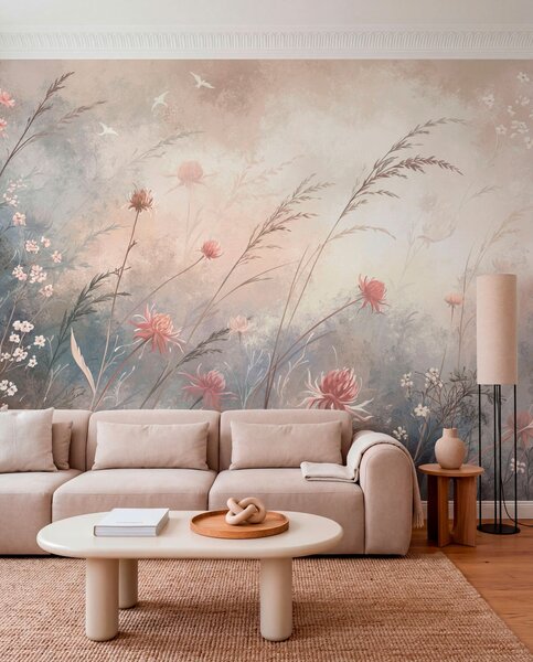 Fototapety Pastelové luční květiny na jemně rozmazaném pozadí, Fototapety akvarel, w05538v1 : uwalls.cz