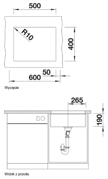 Blanco Subline 500-U granitový dřez 50x40 cm bílá 527170