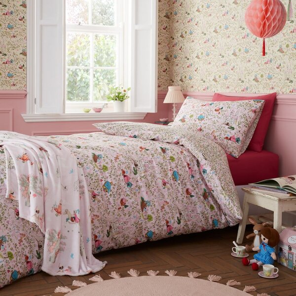 Růžové bavlněné dětské povlečení do postýlky 120x150 cm Fairytale – Belle & Boo