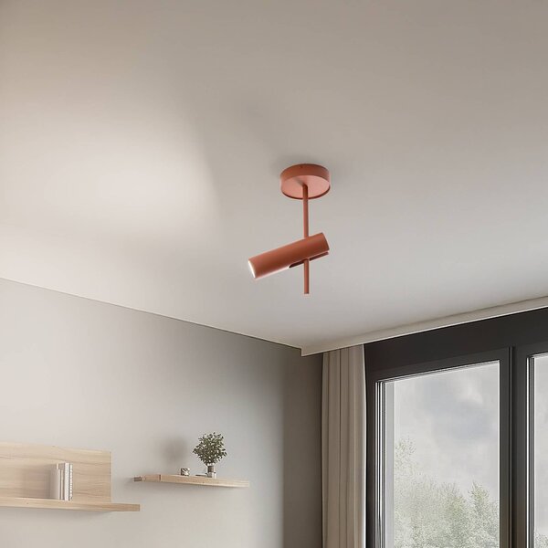 SIGMA Stropní bodové osvětlení Leda 1, cihlově červené, 1 žárovka, výška 34 cm, stmívatelný, Červená, Obývací pokoj / jídelna, kov, Moderní