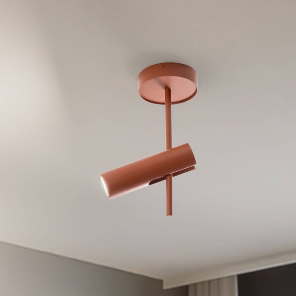 SIGMA Stropní bodové osvětlení Leda 1, cihlově červené, 1 žárovka, výška 34 cm, stmívatelný, Červená, Obývací pokoj / jídelna, kov, Moderní