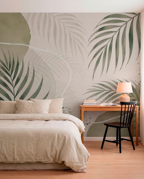 Fototapety Stylizované listy na jemném neutrálním pozadí, Fototapety příroda, Fototapety palmové listy, w05728 : uwalls.cz