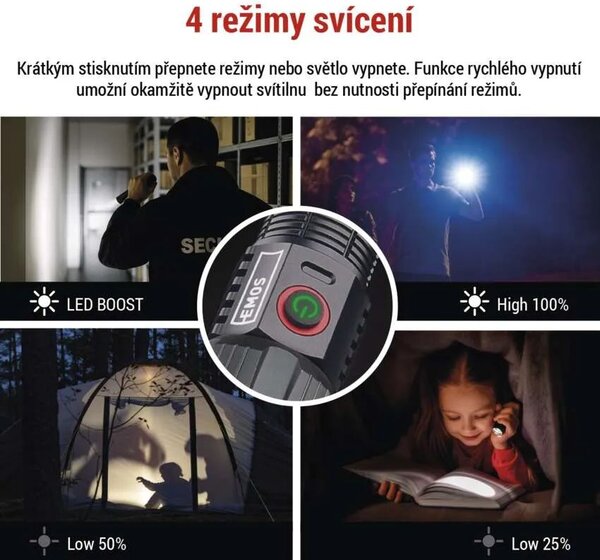 EMOS LED nabíjecí kovová svítilna 3000lm, 5000mAh P3122