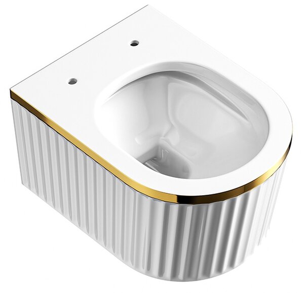Hydrosan Závěsná WC mísa se SoftClose sedátkem LUMA WH GL RIM 03, bílá/zlatý lem