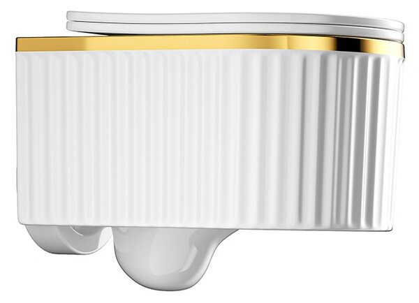 Hydrosan Závěsná WC mísa se SoftClose sedátkem LUMA WH GL RIM 03, bílá/zlatý lem