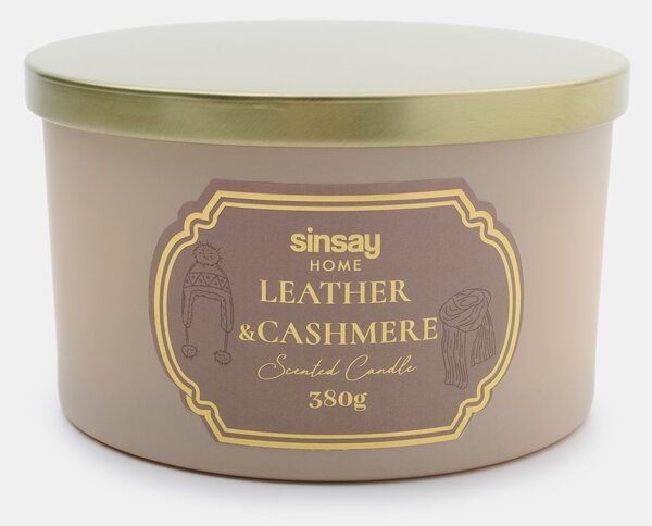 Sinsay - Vonná svíčka Leather & Cashmire - béžová