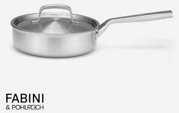 Fabini Hluboká pánev FABINI & Pohlreich, ø 24 cm (2,5 l) - Nerezová beznýtová hluboká pánev z pětivrstvé nerezové oceli s poklicí