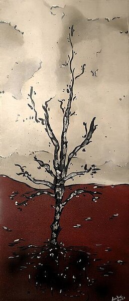 Ručně malovaný obraz od Nikol Labe - "Abandoned tree", rozměr: 30 x 70 cm