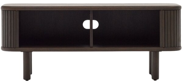 Tmavě hnědý dřevěný TV stolek Kave Home Mailen 120 x 40 cm