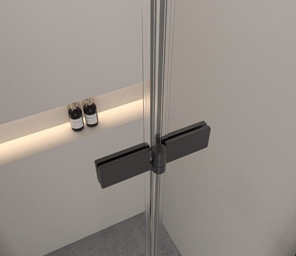 Erga Berlin Double, sprchový kout s dvojitými skládacími dveřmi 70(dveře) x 120(dveře) x 195 cm, 6mm čiré sklo, černý profil, ERG-V02-BERLIN-D070D120…