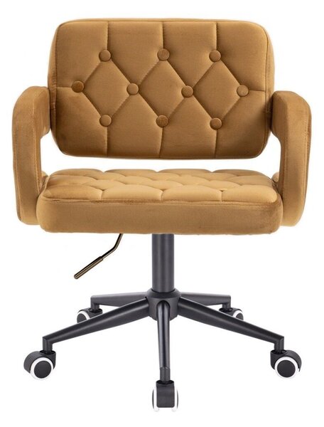 LuxuryForm DESIGN Židle ADRIA VELUR na černé podstavě s kolečky - medová