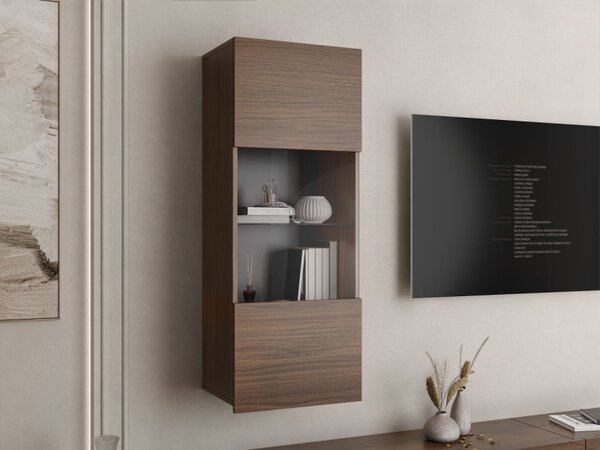 Závěsná vitrína Bralani BR05, Barva: černá / černá lesk, Osvětlení: osvětlení LED - bílé 5902928149203