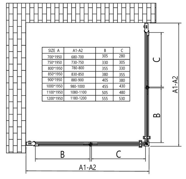 Erga Berlin Double, sprchový kout s dvojitými skládacími dveřmi 70(dveře) x 120(dveře) x 195 cm, 6mm čiré sklo, černý profil, ERG-V02-BERLIN-D070D120…