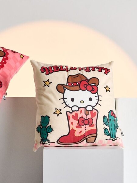 Sinsay - Povlak na polštář s kovbojským motivem Hello Kitty - krémová